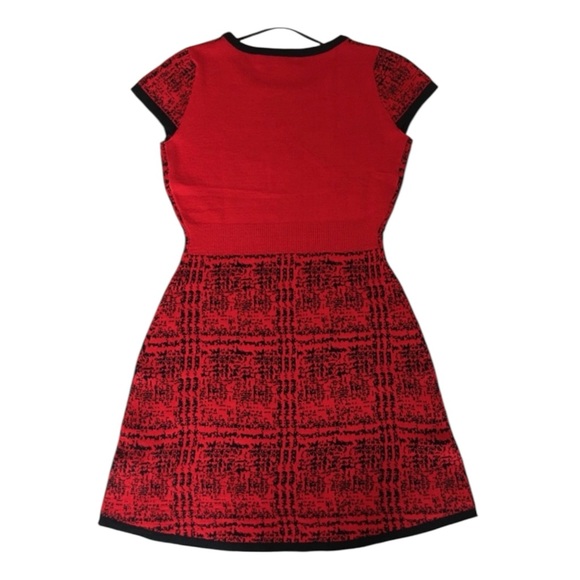 Maggy London Sweater Dress Fit And Flare Cap Sleeve Small Red Preppy Mod Grunge - Picture 2 of 6